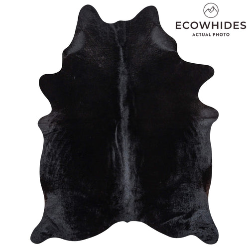 Brazilian Solid Black Cowhide Rug Size 7'1" L x 5'5" W 2434