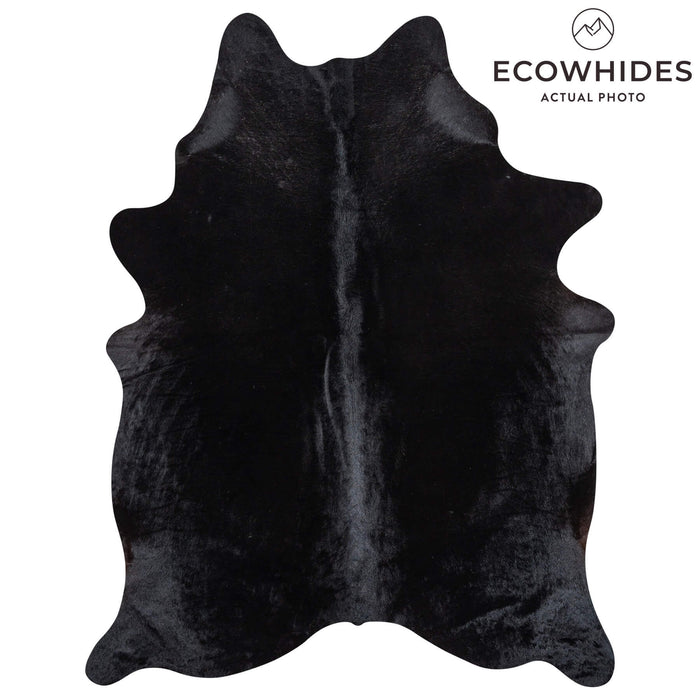Brazilian Solid Black Cowhide Rug Size 7'1" L x 5'5" W 2434