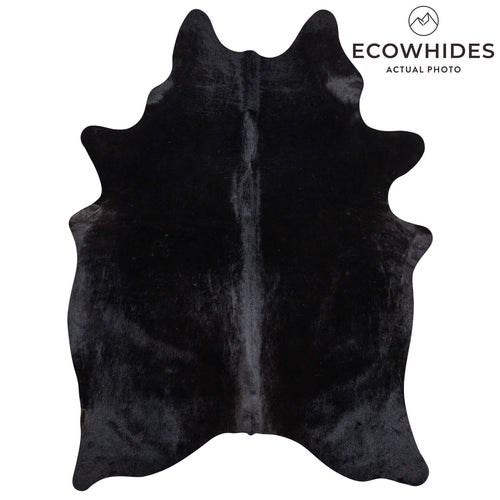 Brazilian Solid Black Cowhide Rug Size 7'1" L x 5'3" W 2435