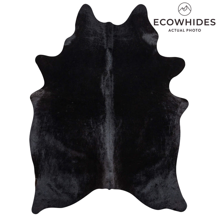 Brazilian Solid Black Cowhide Rug Size 7'1" L x 5'3" W 2435