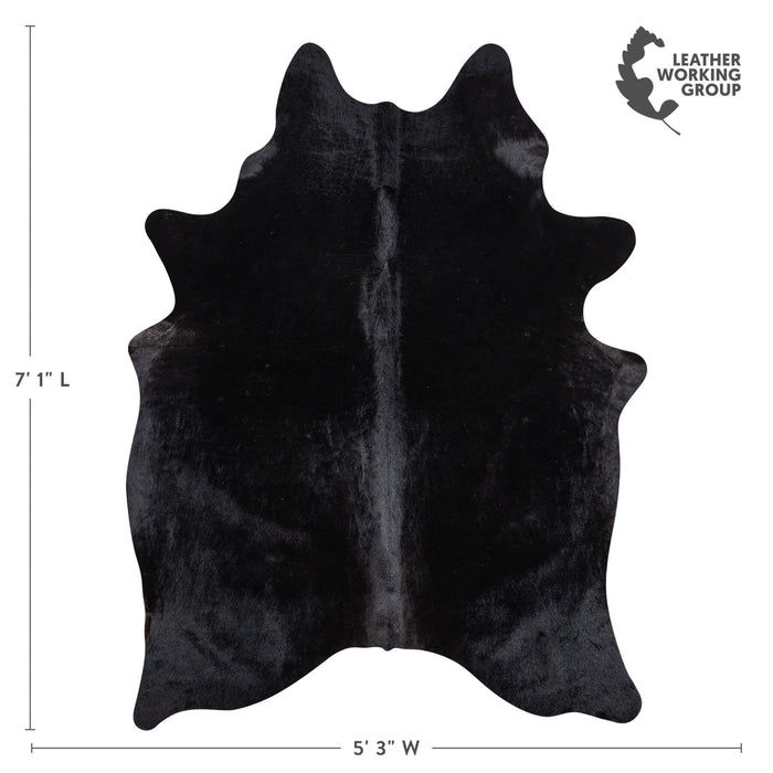 Brazilian Solid Black Cowhide Rug Size 7'1" L x 5'3" W 2435