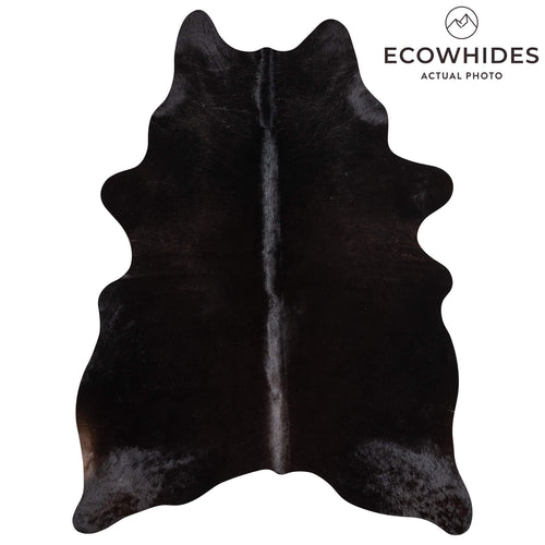Brazilian Solid Black Cowhide Rug Size 6'11" L x 5'3" W 2437