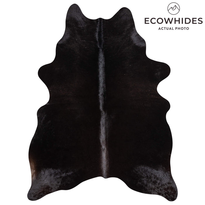 Brazilian Solid Black Cowhide Rug Size 6'11" L x 5'3" W 2437