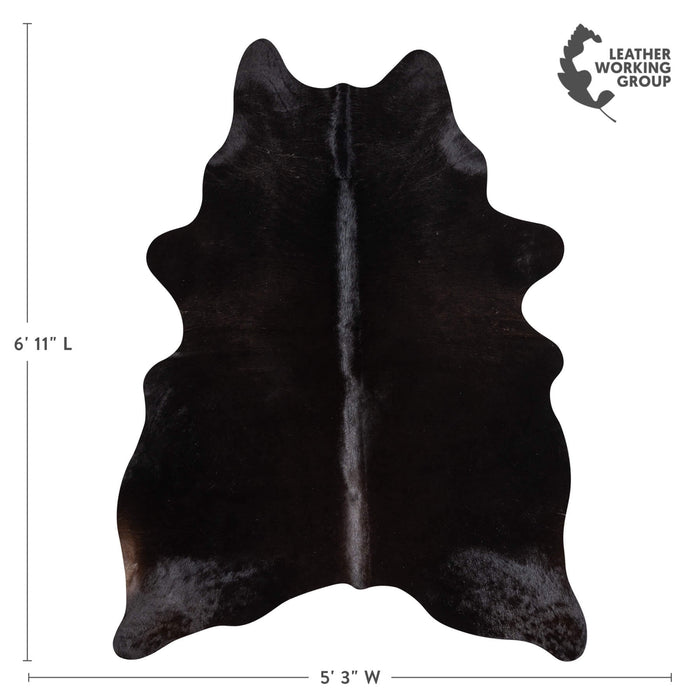 Brazilian Solid Black Cowhide Rug Size 6'11" L x 5'3" W 2437