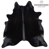 Brazilian Solid Black Cowhide Rug Size 6'10" L x 6'9" W 2438