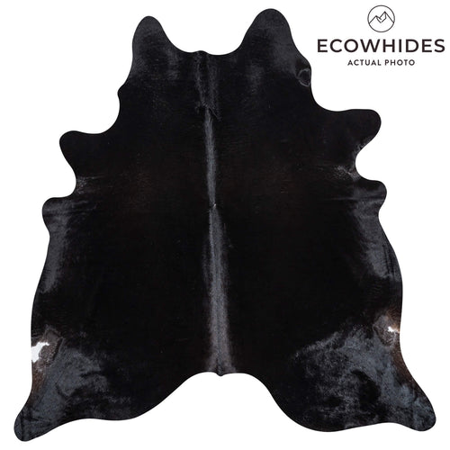 Brazilian Solid Black Cowhide Rug Size 6'10" L x 6'9" W 2438