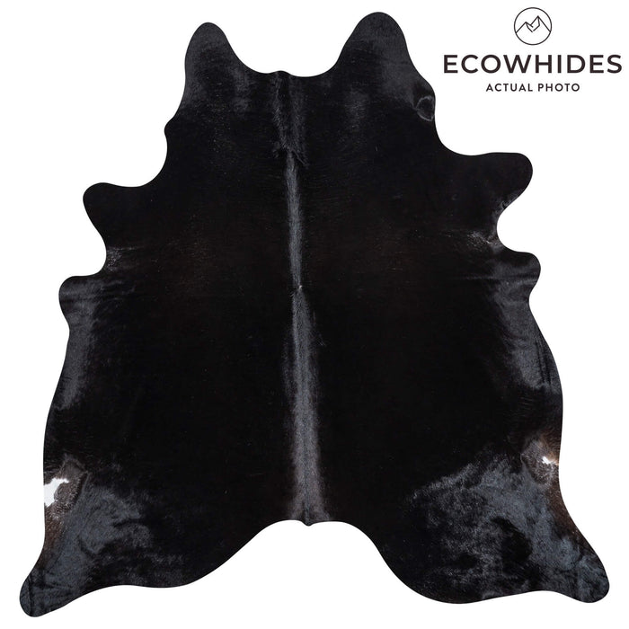 Brazilian Solid Black Cowhide Rug Size 6'10" L x 6'9" W 2438