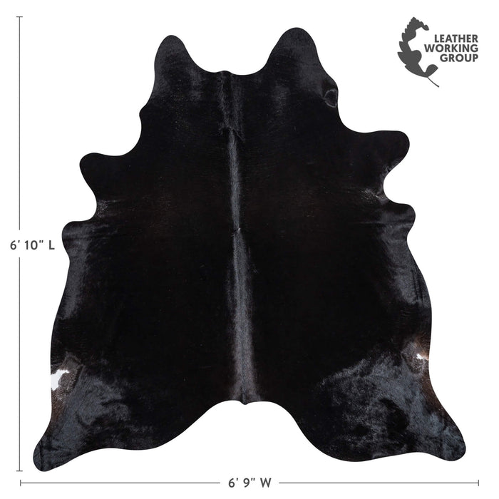 Brazilian Solid Black Cowhide Rug Size 6'10" L x 6'9" W 2438