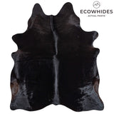 Brazilian Solid Black Cowhide Rug Size 7'3" L x 6'10" W 2439