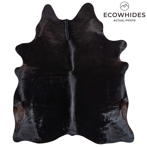Brazilian Solid Black Cowhide Rug Size 7'3" L x 6'10" W 2439