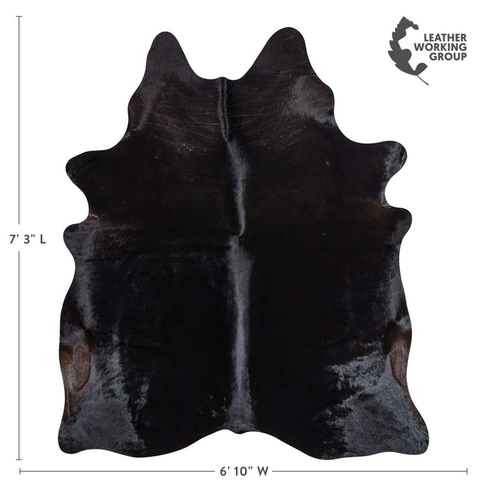 Brazilian Solid Black Cowhide Rug Size 7'3" L x 6'10" W 2439