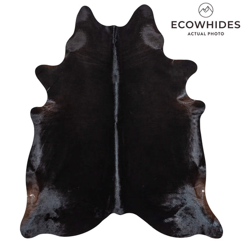 Brazilian Solid Black Cowhide Rug Size 7'2" L x 6'2" W 2440