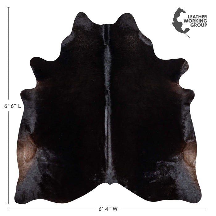 Brazilian Solid Black Cowhide Rug Size 6'6" L x 6'4" W 2441