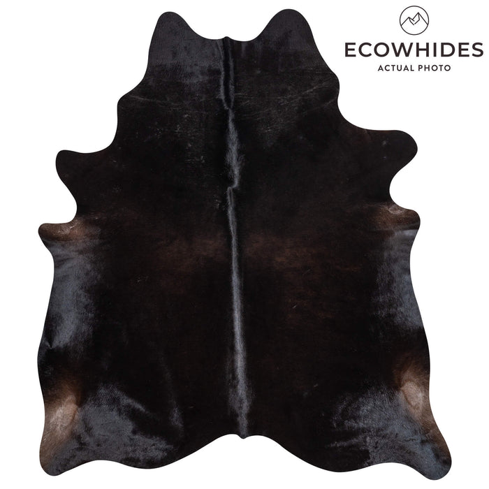 Brazilian Solid Black Cowhide Rug Size 7'5" L x 6'4" W 2442