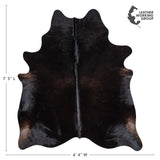 Brazilian Solid Black Cowhide Rug Size 7'5" L x 6'4" W 2442