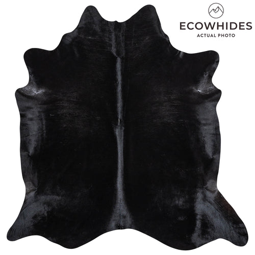 Brazilian Solid Black Cowhide Rug Size 7'0" L x 6'10" W 2443