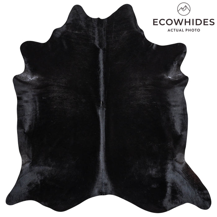 Brazilian Solid Black Cowhide Rug Size 7'0" L x 6'10" W 2443