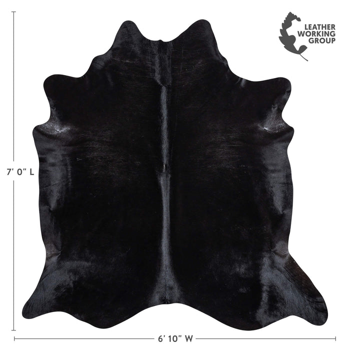 Brazilian Solid Black Cowhide Rug Size 7'0" L x 6'10" W 2443