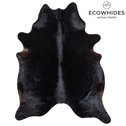Brazilian Solid Black Cowhide Rug Size 7'11" L x 6'4" W 2444