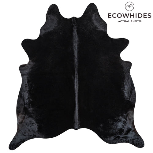 Brazilian Solid Black Cowhide Rug Size 7'7" L x 7'0" W 2445
