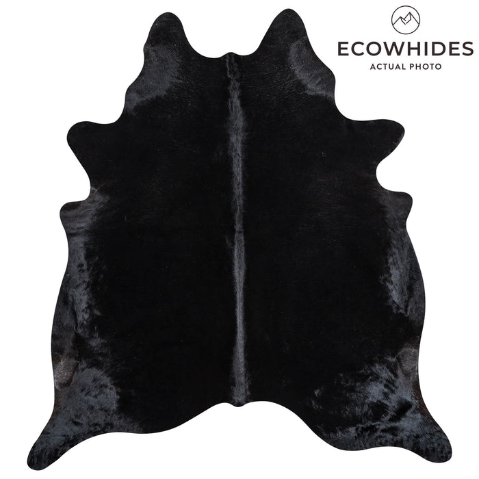 Brazilian Solid Black Cowhide Rug Size 7'7" L x 7'0" W 2445