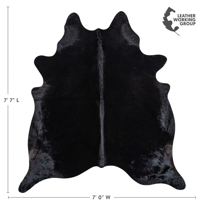 Brazilian Solid Black Cowhide Rug Size 7'7" L x 7'0" W 2445
