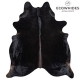Brazilian Solid Black Cowhide Rug Size 7'5" L x 6'4" W 2446