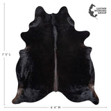 Brazilian Solid Black Cowhide Rug Size 7'5" L x 6'4" W 2446