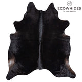 Brazilian Solid Black Cowhide Rug Size 7'5" L x 6'7" W 2447