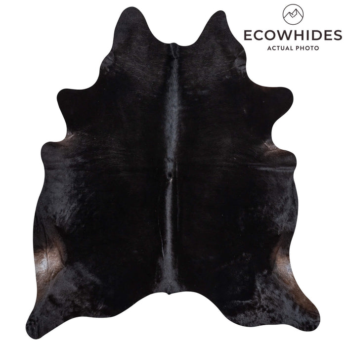 Brazilian Solid Black Cowhide Rug Size 7'5" L x 6'7" W 2447