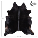 Brazilian Solid Black Cowhide Rug Size 7'5" L x 6'7" W 2447