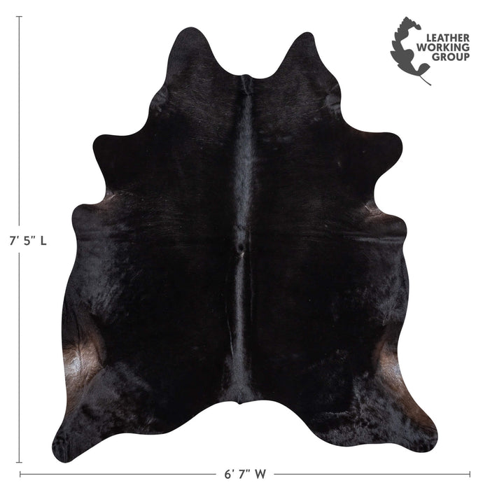 Brazilian Solid Black Cowhide Rug Size 7'5" L x 6'7" W 2447