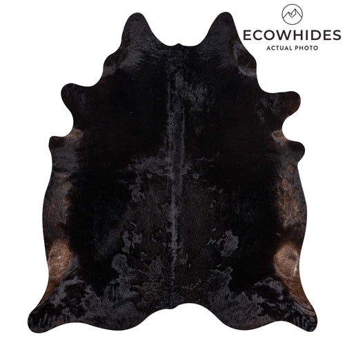Brazilian Solid Black Cowhide Rug Size 7'7" L x 6'9" W 2448