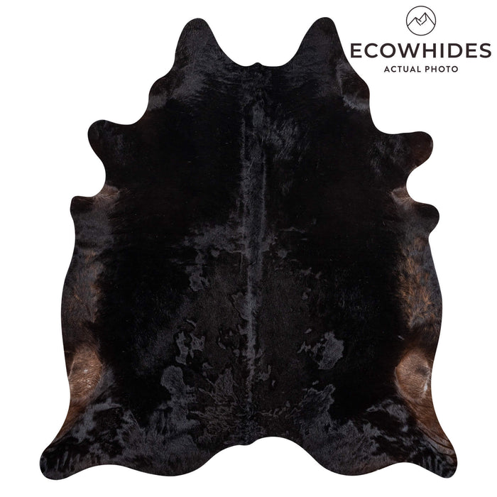 Brazilian Solid Black Cowhide Rug Size 7'7" L x 6'9" W 2448