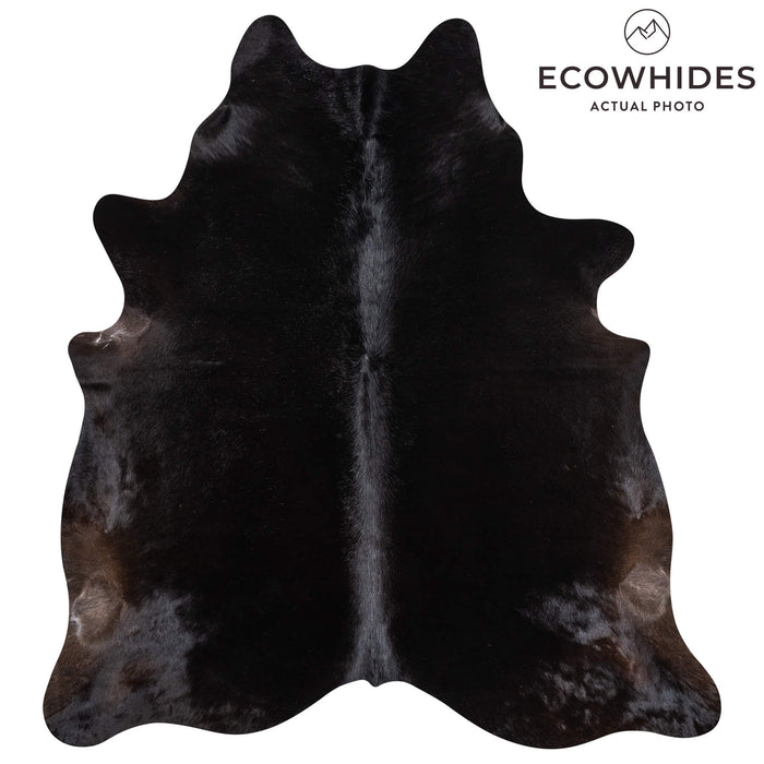 Brazilian Solid Black Cowhide Rug Size 7'6" L x 6'11" W 2449