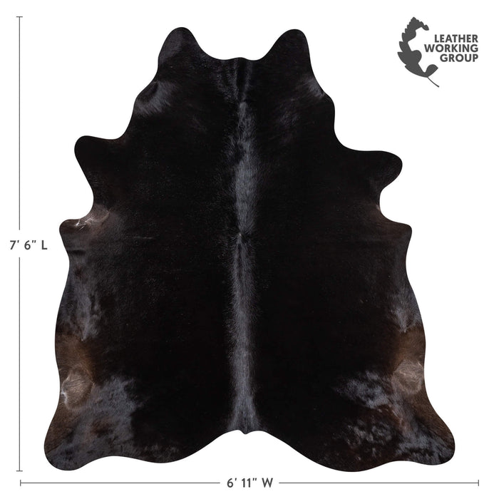 Brazilian Solid Black Cowhide Rug Size 7'6" L x 6'11" W 2449