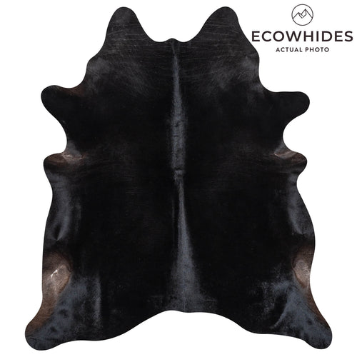 Brazilian Solid Black Cowhide Rug Size 7'3" L x 6'5" W 2450