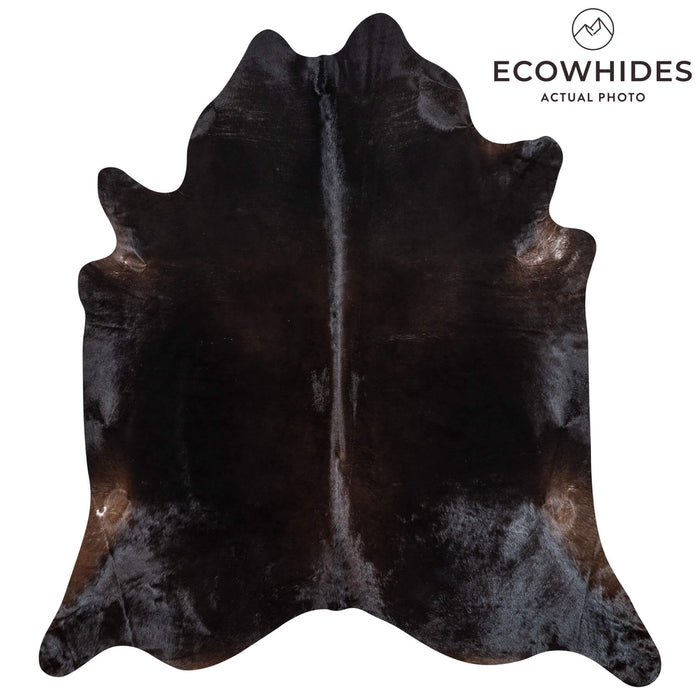 Brazilian Solid Black Cowhide Rug Size 7'10" L x 6'11" W 2451