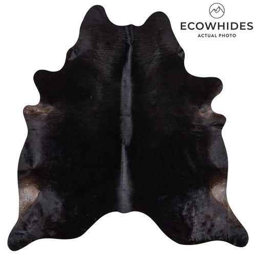Brazilian Solid Black Cowhide Rug Size 7'7" L x 7'5" W 2453
