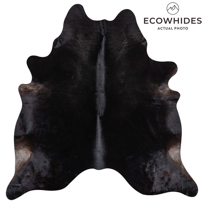 Brazilian Solid Black Cowhide Rug Size 7'7" L x 7'5" W 2453