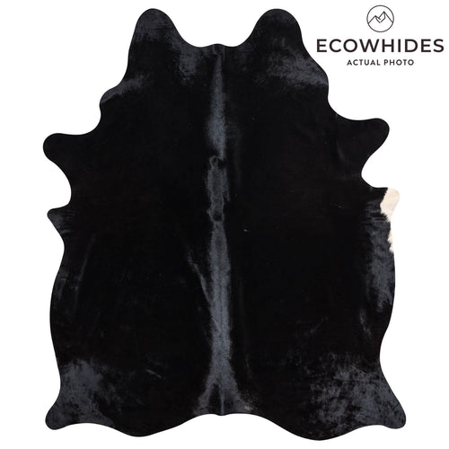 Brazilian Solid Black Cowhide Rug Size 7'10" L x 6'7" W 2454