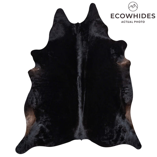 Brazilian Solid Black Cowhide Rug Size 8'11" L x 7'5" W 2456