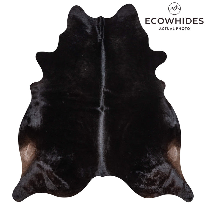 Brazilian Solid Black Cowhide Rug Size 7'9" L x 7'0" W 2457