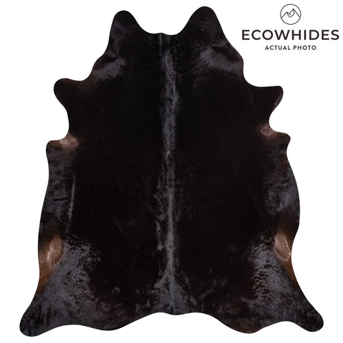 Brazilian Solid Black Cowhide Rug Size 8'1" L x 7'3" W 2458