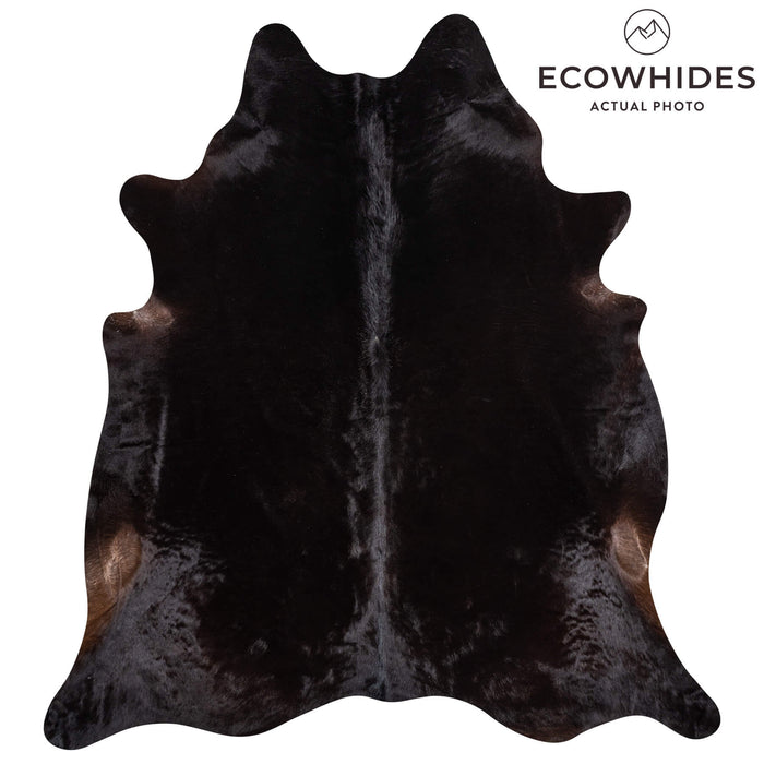 Brazilian Solid Black Cowhide Rug Size 8'1" L x 7'3" W 2458