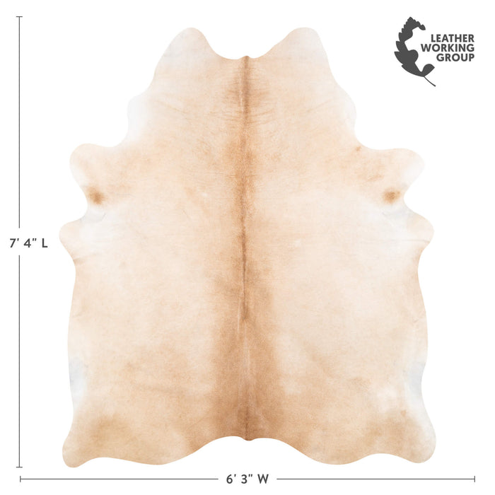 Brazilian Beige Cowhide Rug Size 7'4" L x 6'3" W 2480