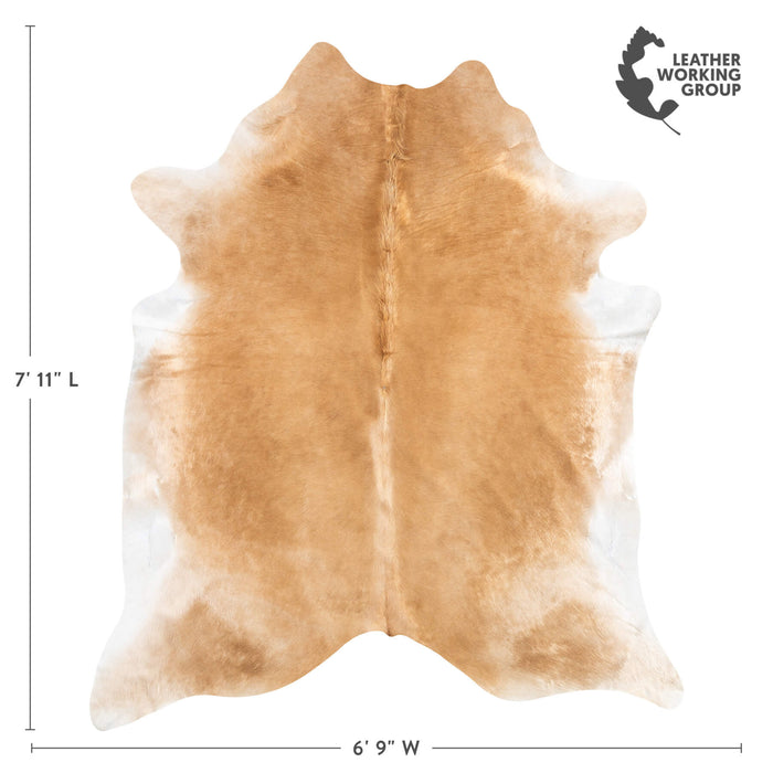 Brazilian Beige Cowhide Rug Size 7'11" L x 6'9" W 2481