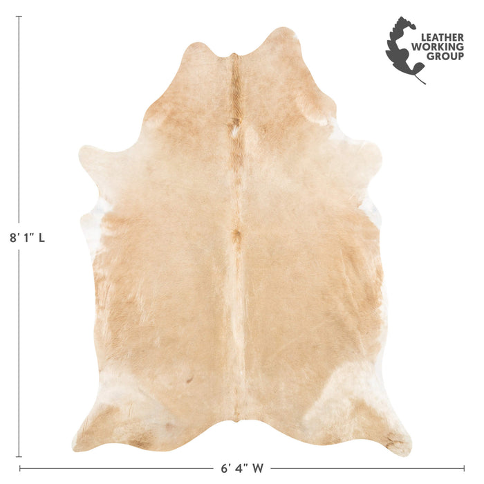 Brazilian Beige Cowhide Rug Size 8'1" L x 6'4" W 2486