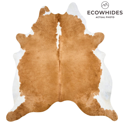 Brazilian Palomino and White Cowhide Rug Size 7'8" L x 7'1" W 2504