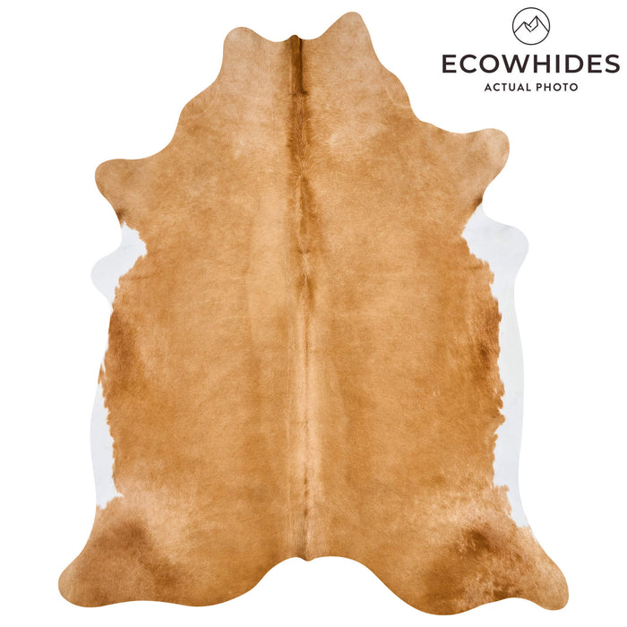 Brazilian Palomino and White Cowhide Rug Size 7'1" L x 5'11" W 2514